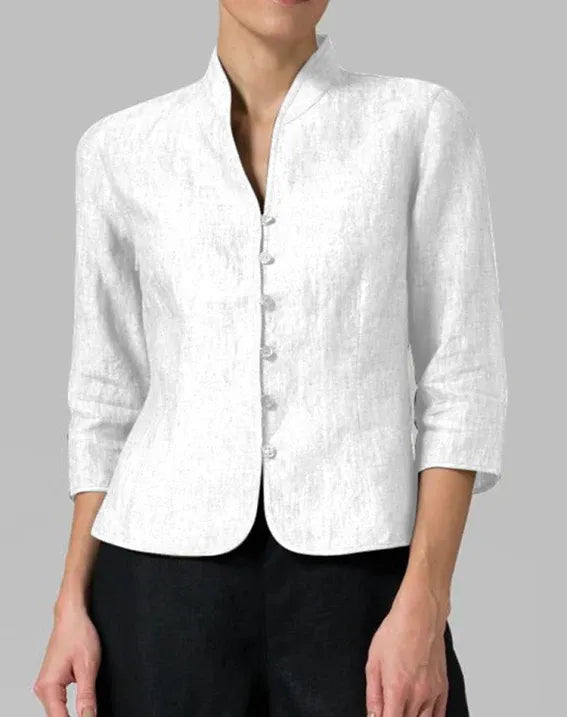 Women’s Blouse with Mandarin Split Collar