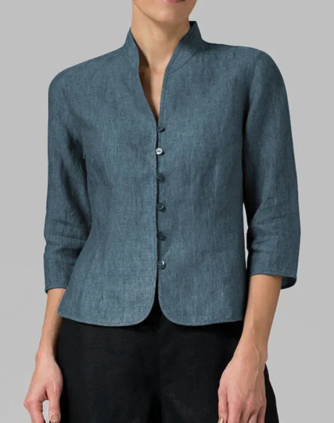 Women’s Blouse with Mandarin Split Collar