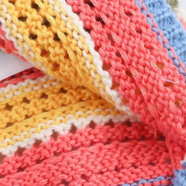 Women's Striped Short-Sleeve Knit Cardigan