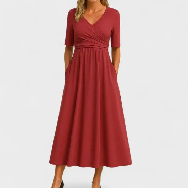 Women’s Midi Dress with Wrap Bodice