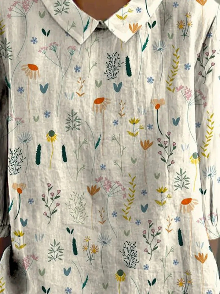 Women's Botanical Print Short-Sleeve Blouse