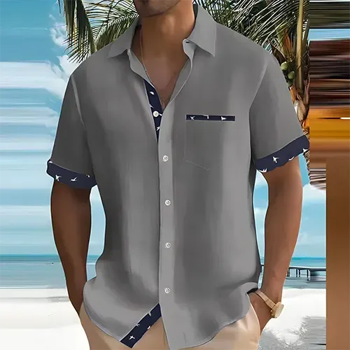 Men’s Short-Sleeve Contrast Trim Shirt