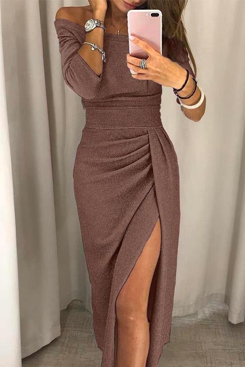 Women's Off-the-Shoulder Wrap Midi Dress