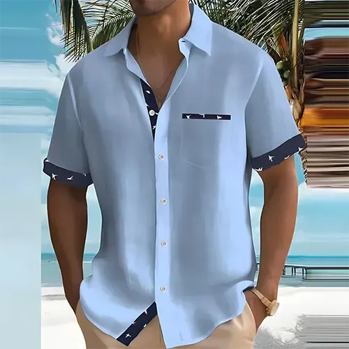 Men’s Short-Sleeve Contrast Trim Shirt