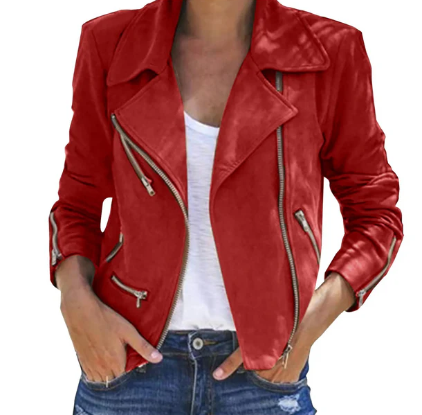 Women’s Waist-Length Jacket with Asymmetrical Zipper Closure