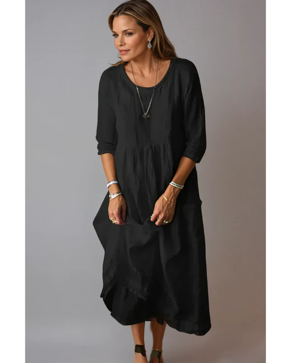 Women's Double-Layered Hem Midi Dress