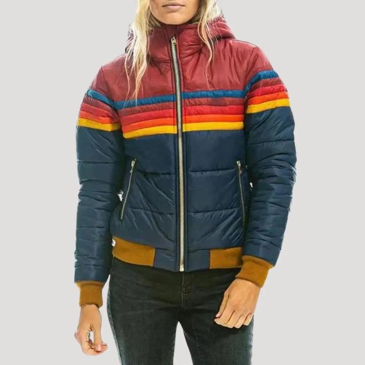 Women's Multi-Stripe Quilted Puffer Jacket