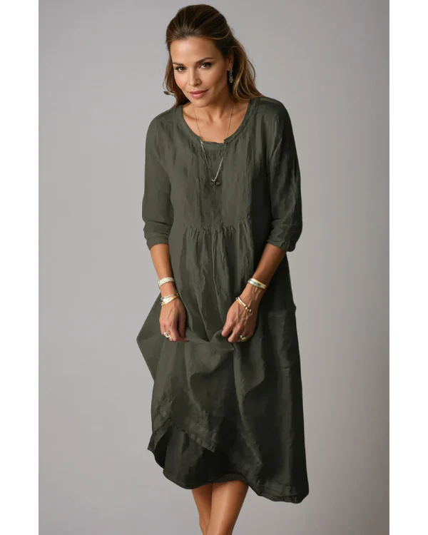 Women's Double-Layered Hem Midi Dress