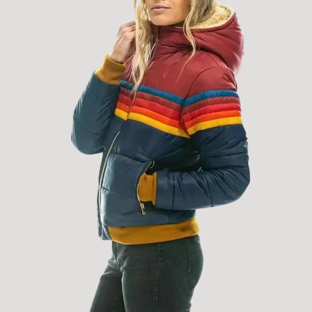 Women's Multi-Stripe Quilted Puffer Jacket