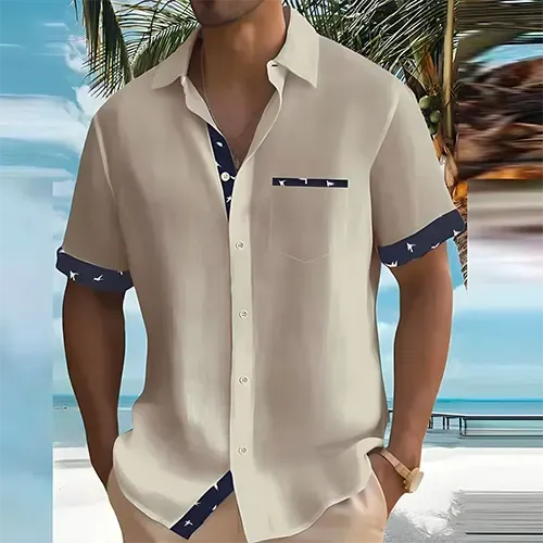Men’s Short-Sleeve Contrast Trim Shirt