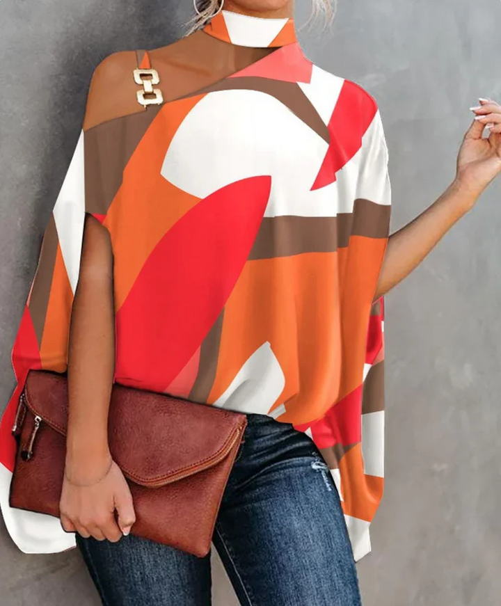 Women's One-Shoulder Printed Blouse