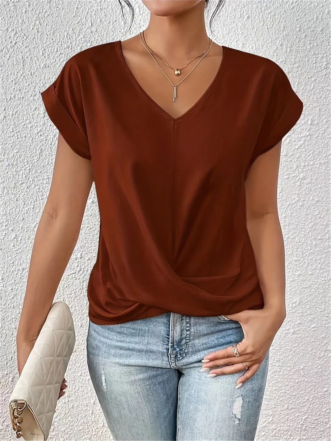 Women’s V-Neck Twist-Hem T-Shirt