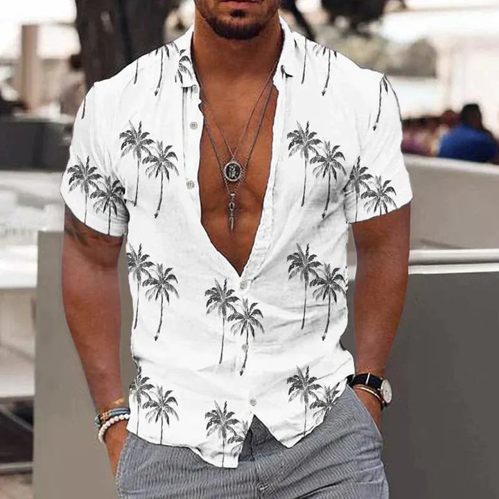 Men’s Short-Sleeved Printed Button-Down Shirt