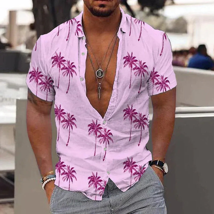 Men’s Short-Sleeved Printed Button-Down Shirt