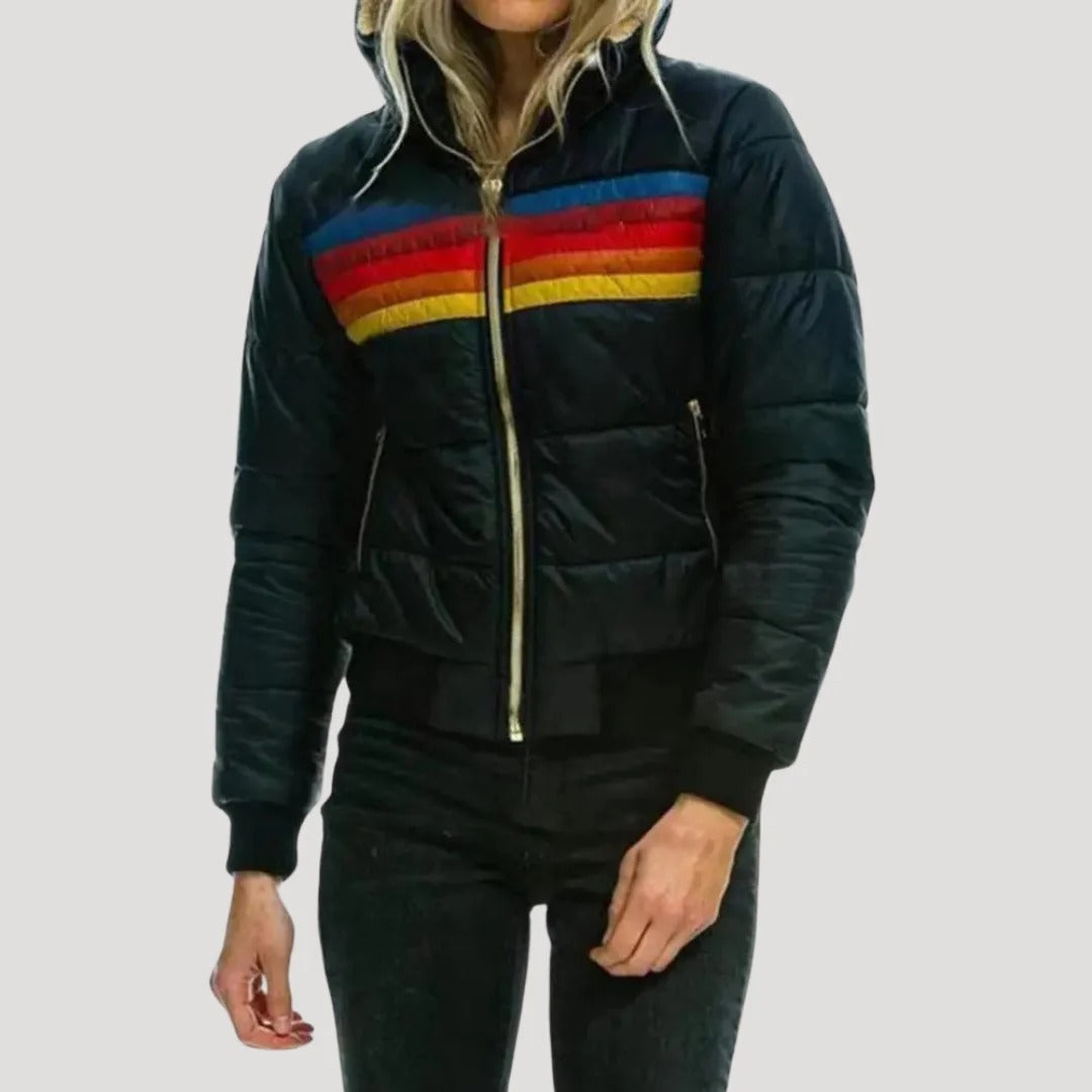 Women's Multi-Stripe Quilted Puffer Jacket