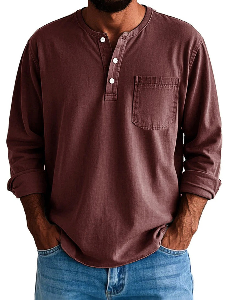 Men’s Long-Sleeve Henley Shirt