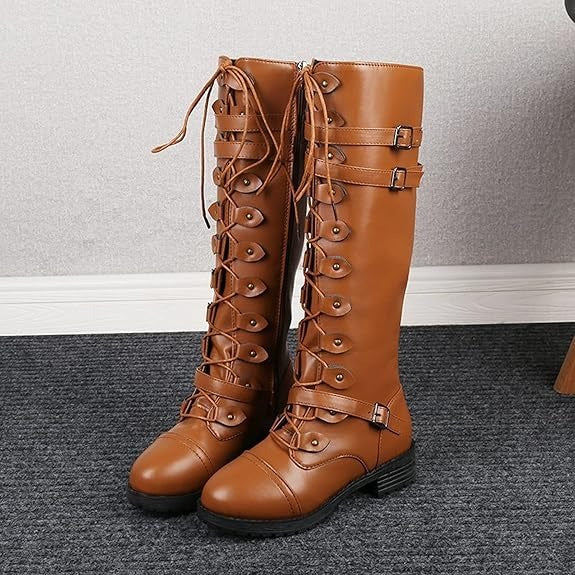 Women's Lace-Up Buckled Boots