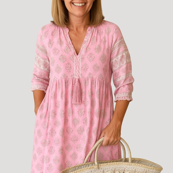 Women's Printed Maxi Dress with Tassels