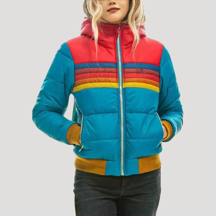 Women's Multi-Stripe Quilted Puffer Jacket