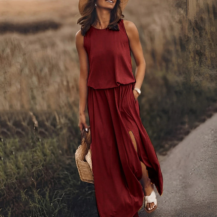 Women’s Sleeveless Maxi Dress with Side Slit