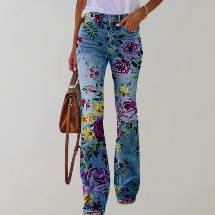 Women's Floral Flare-Cut Jeans