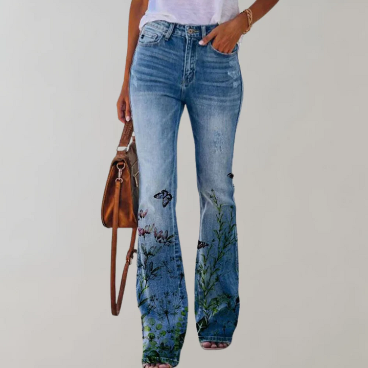 Women's Floral Flare-Cut Jeans