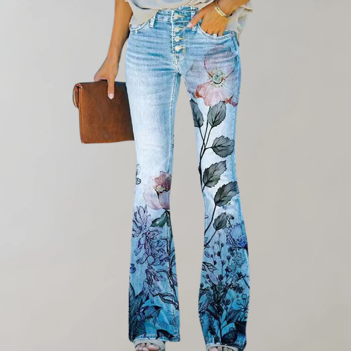 Women's Floral Flare-Cut Jeans