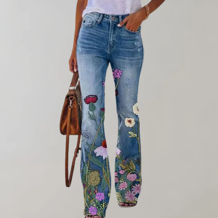 Women's Floral Flare-Cut Jeans