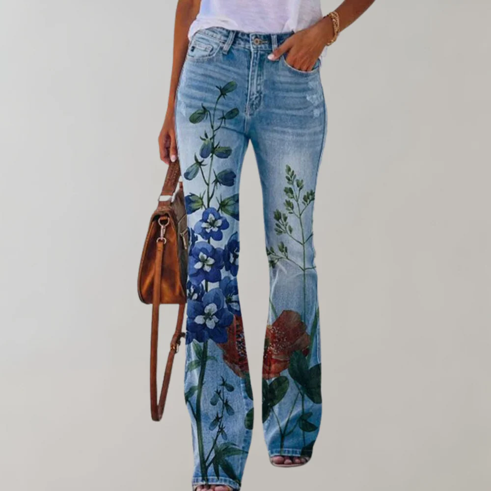 Women's Floral Flare-Cut Jeans