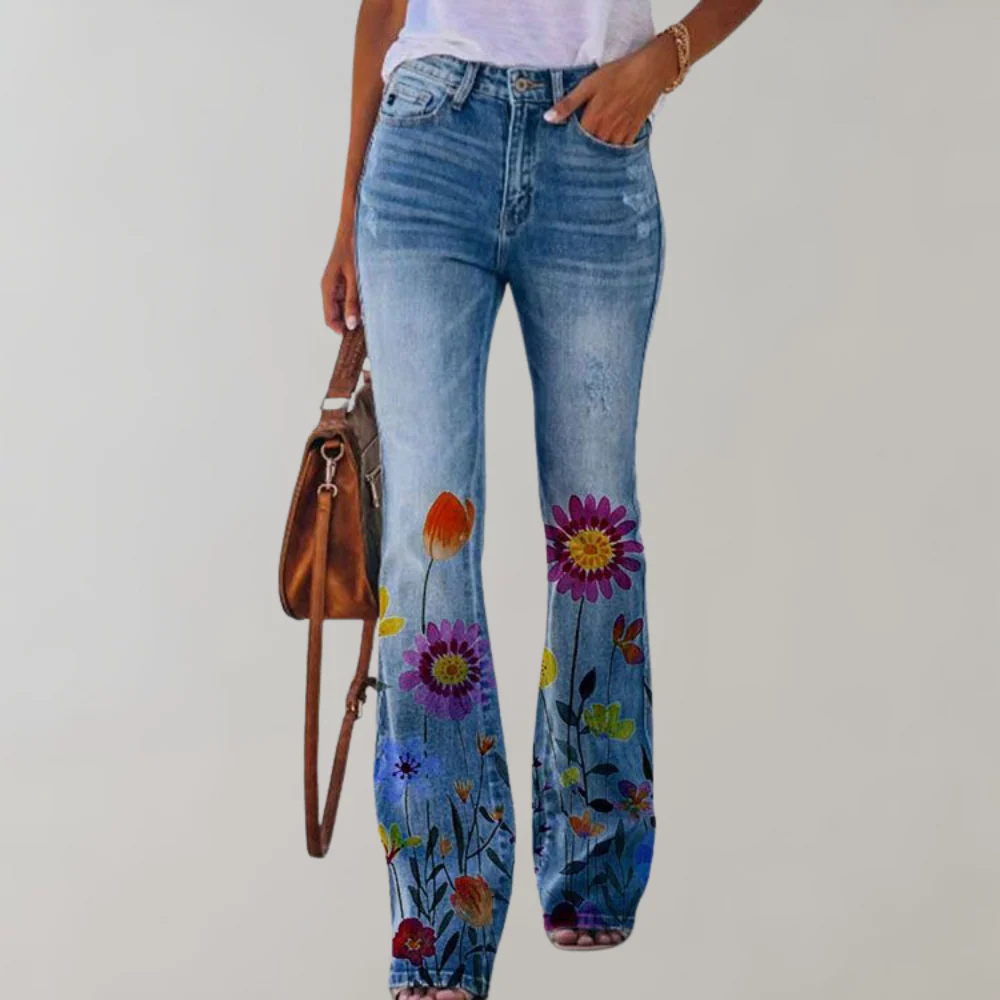 Women's Floral Flare-Cut Jeans