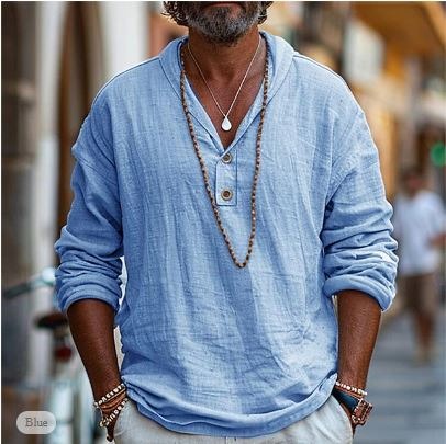 Men’s Long-Sleeved Shawl Collar Shirt