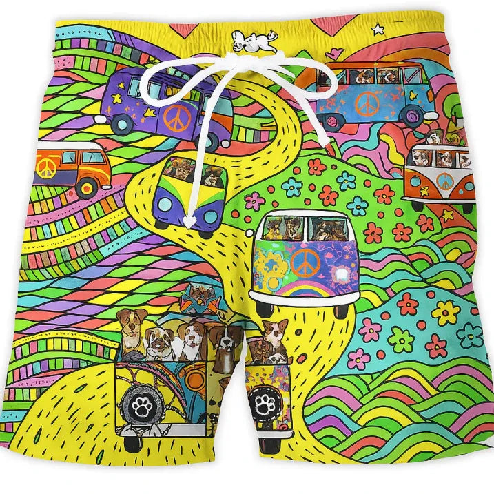 Men’s Drawstring Shorts with Retro Print
