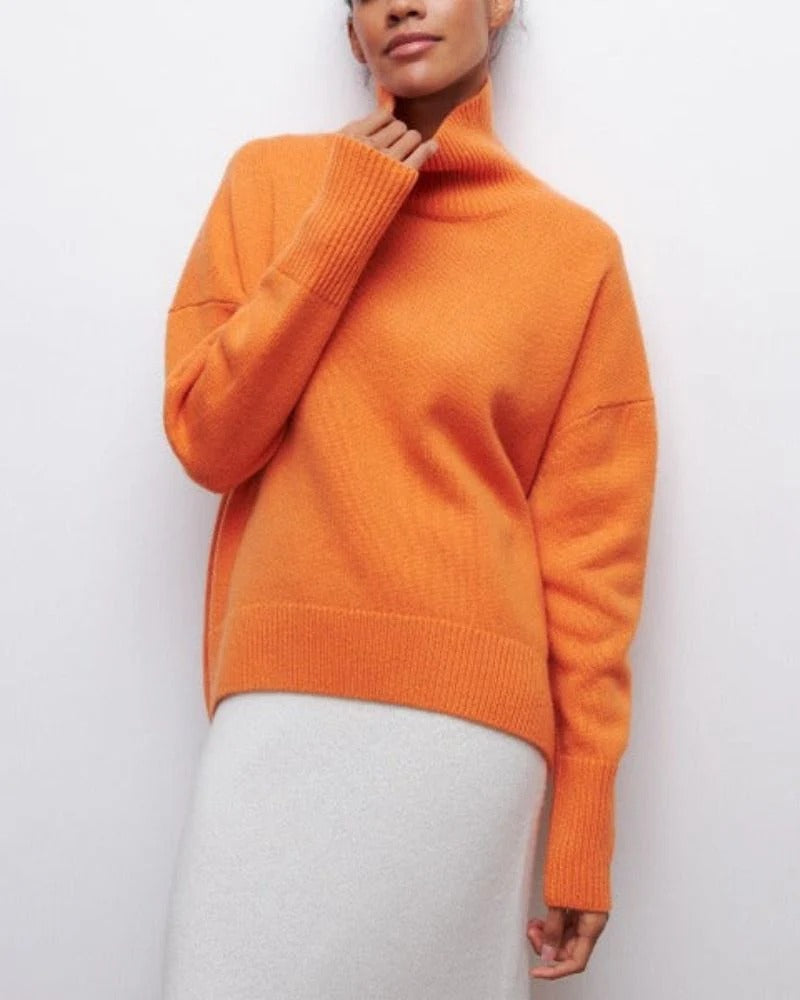 Women’s Turtleneck Sweater with Ribbed Trim