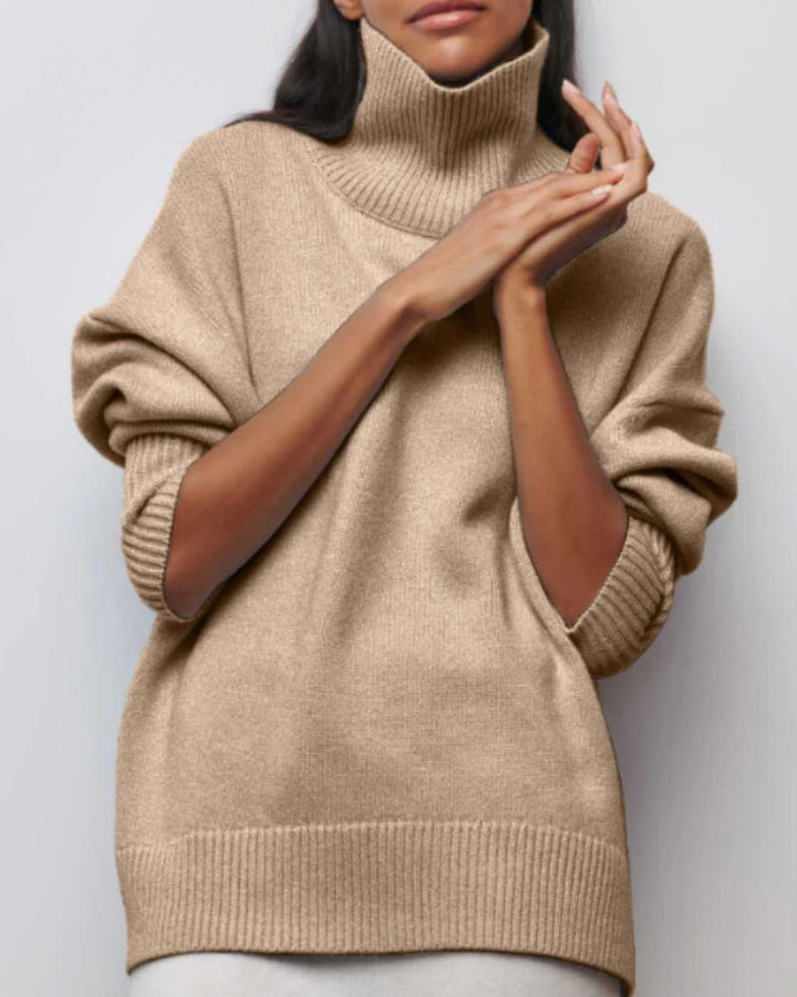 Women’s Turtleneck Sweater with Ribbed Trim
