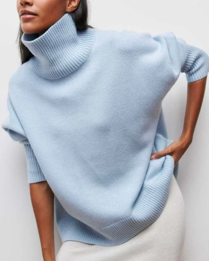 Women’s Turtleneck Sweater with Ribbed Trim