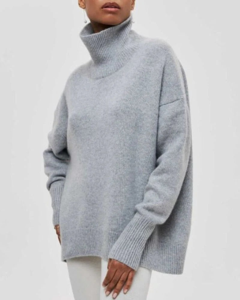 Women’s Turtleneck Sweater with Ribbed Trim
