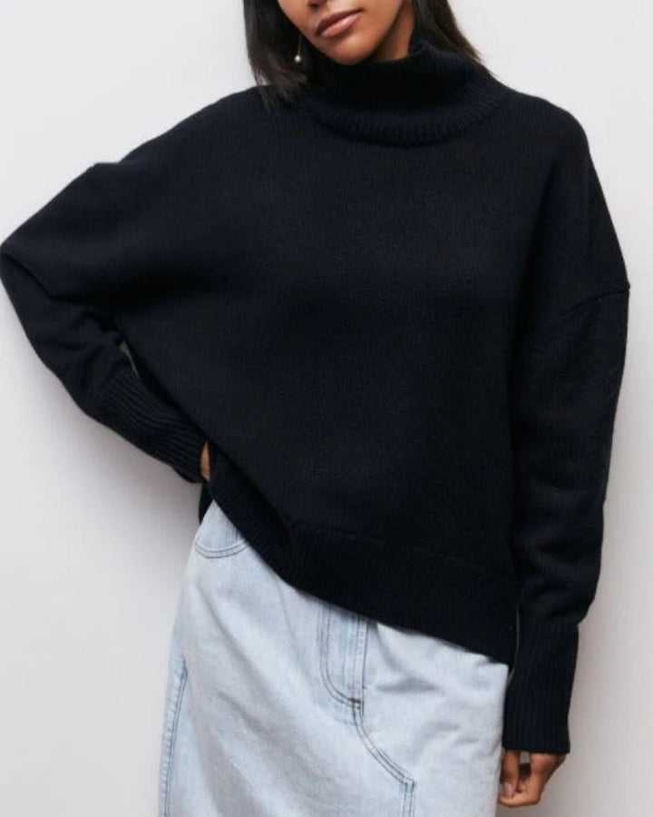 Women’s Turtleneck Sweater with Ribbed Trim