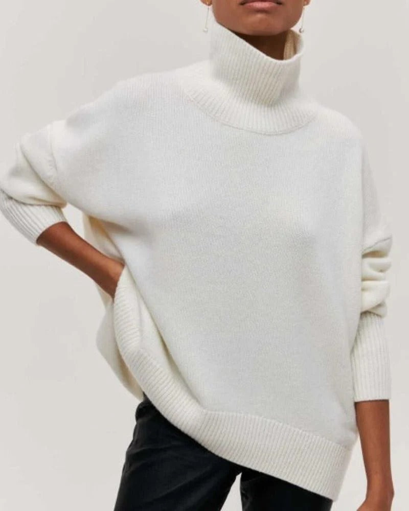 Women’s Turtleneck Sweater with Ribbed Trim