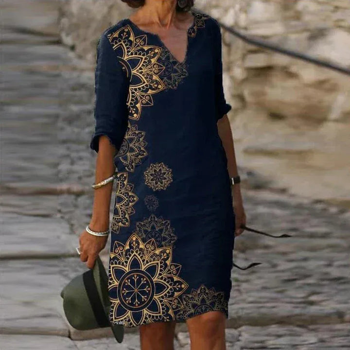 Women's Graphic Print V-Neck Mini Dress