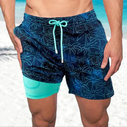 Men's Graphic Swim Shorts with Compression Liner