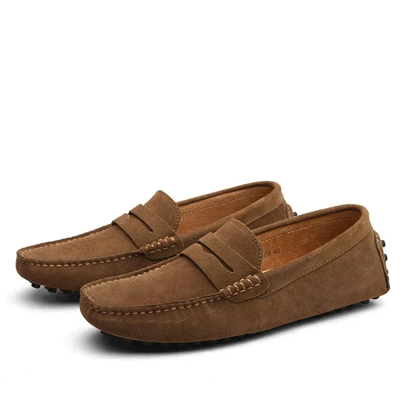 Men’s Suede Loafers with Strap Detail
