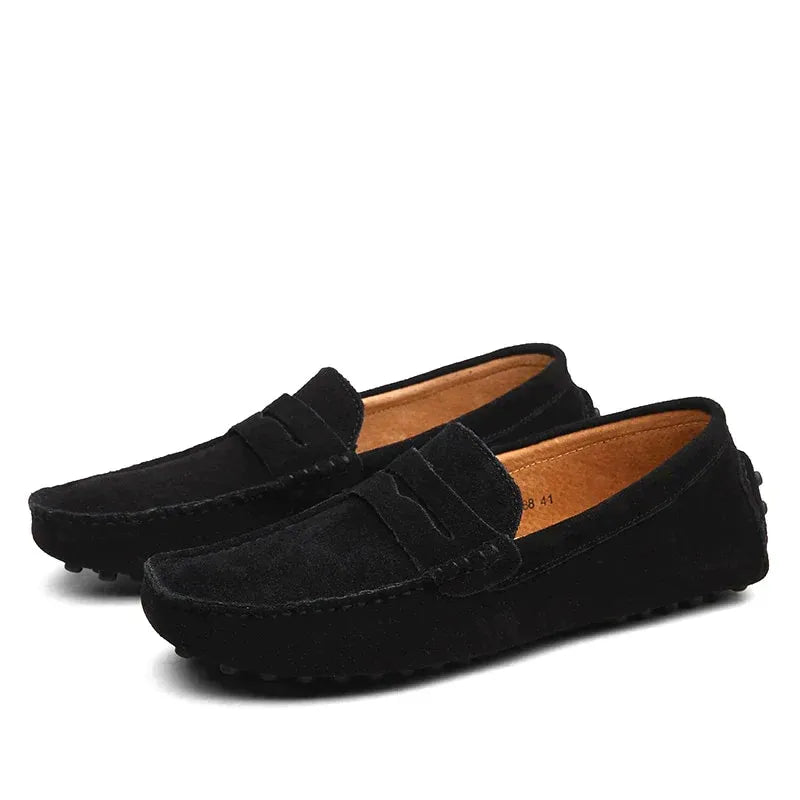 Men’s Suede Loafers with Strap Detail