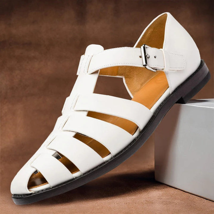 Men’s Multi-Strap Leather Sandals with Adjustable Ankle Buckle