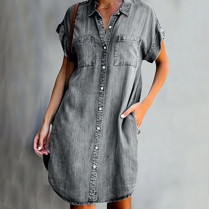 Women’s Mini Shirt Dress with Button-Down Front