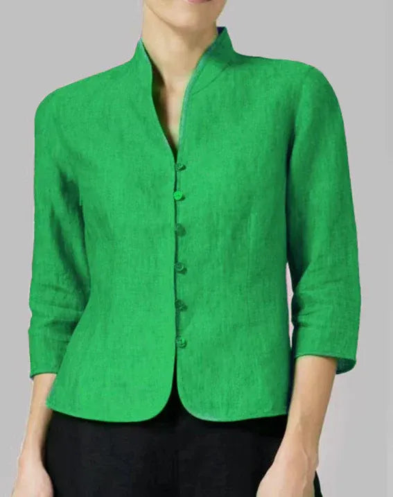 Women’s Blouse with Mandarin Split Collar