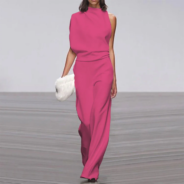 Women's Asymmetrical Sleeveless Wide-Leg Jumpsuit