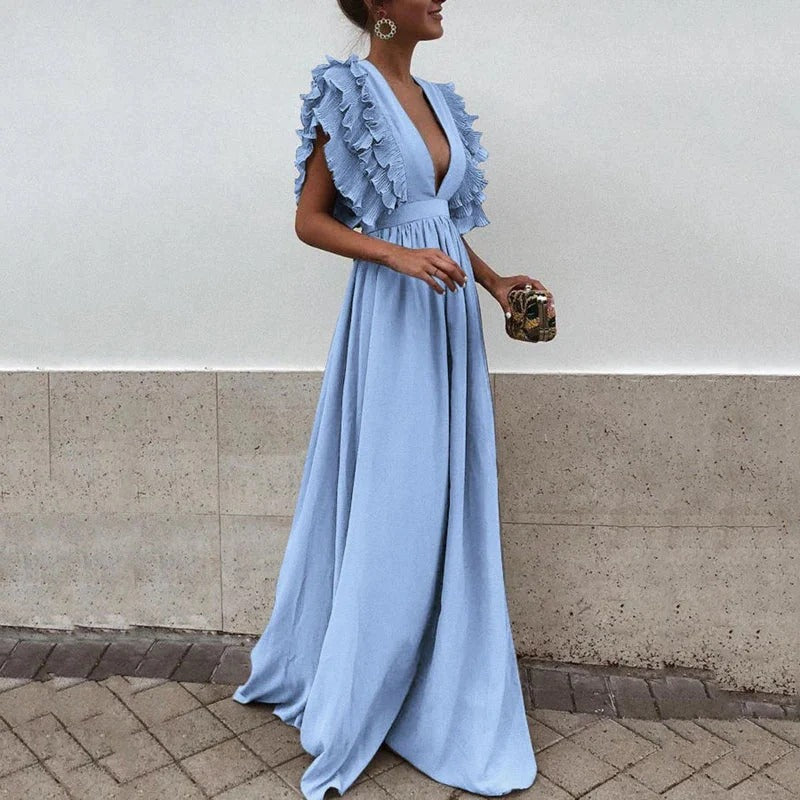 Women’s Maxi Dress with Ruffle Sleeves