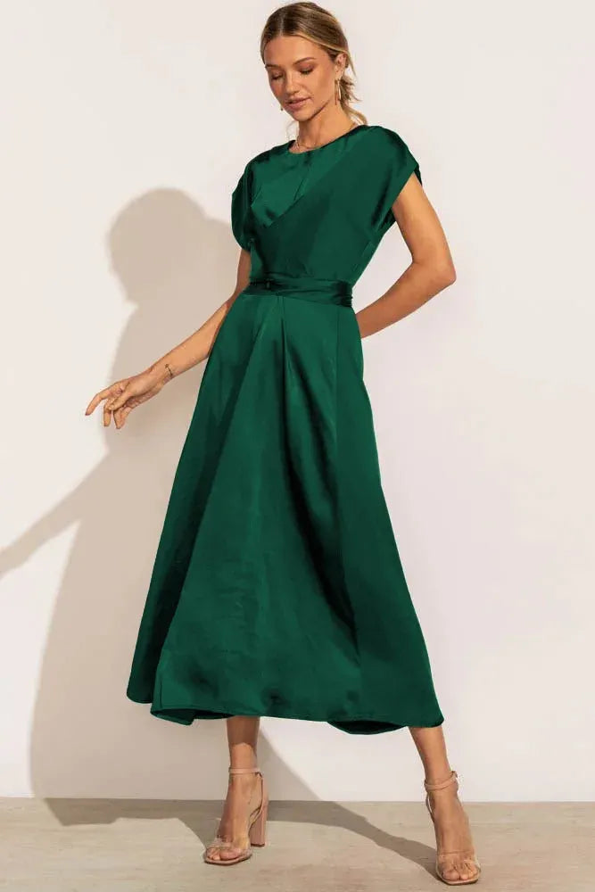 Women’s Satin-Finish Midi Dress