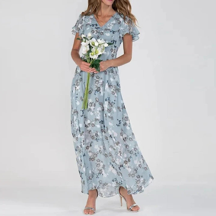 Women's Floral V-Neck Maxi Dress