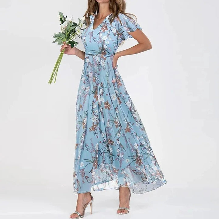 Women's Floral V-Neck Maxi Dress